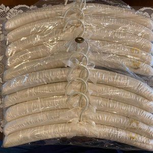 Set of 10 Ivory Satin Padded Hangers, New in Package